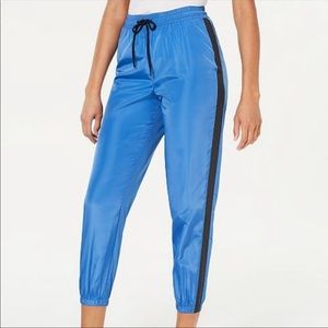 Waisted collection blue parachute nylon joggers pants